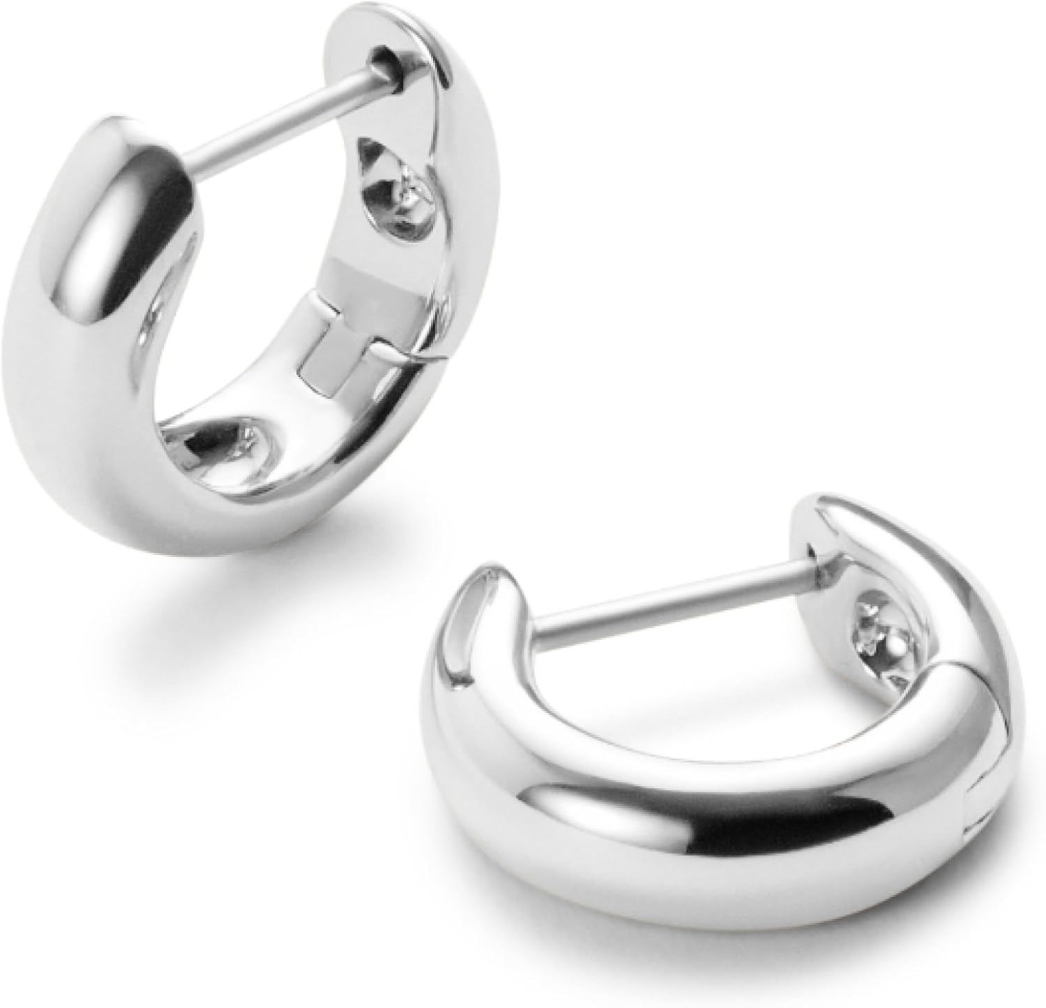 Ana Luisa Giulia Huggie Hoop Earrings for Women - Hypoallergenic Water-Resistant Tarnish-Free Chunky Earrings for Women - 14K Gold Plated & Silver Rhodium Plated Hoops - Small, Medium & Large Size