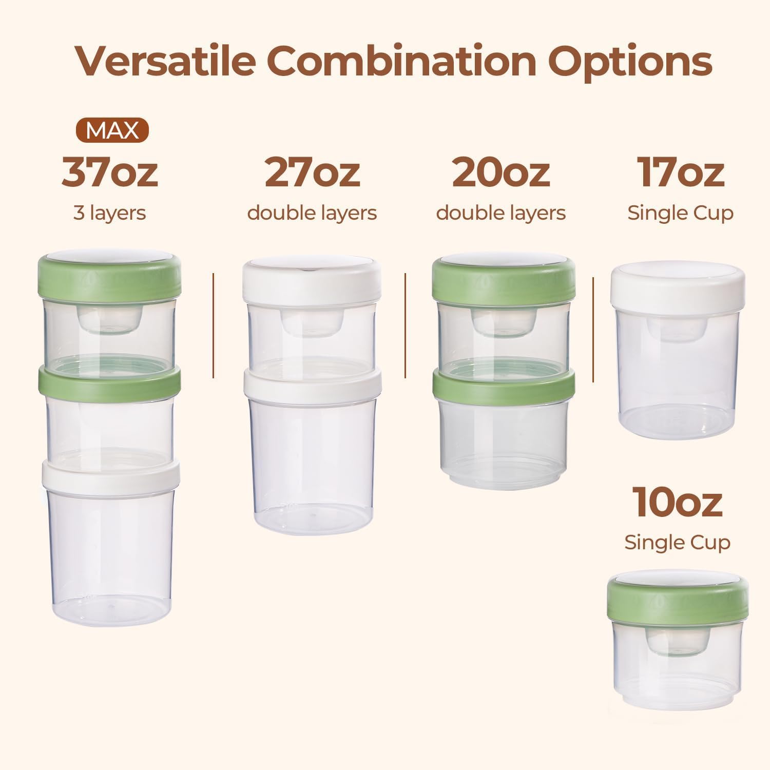 ComSaf 2 Pack Overnight Oats Containers with Lids 27 oz, Plastic Yogurt Parfait Cups with Folding Spoons to Go, Salad Pod Chia Pudding Jars Reusable with Granola Holder for Snack, Meal Prep image 3