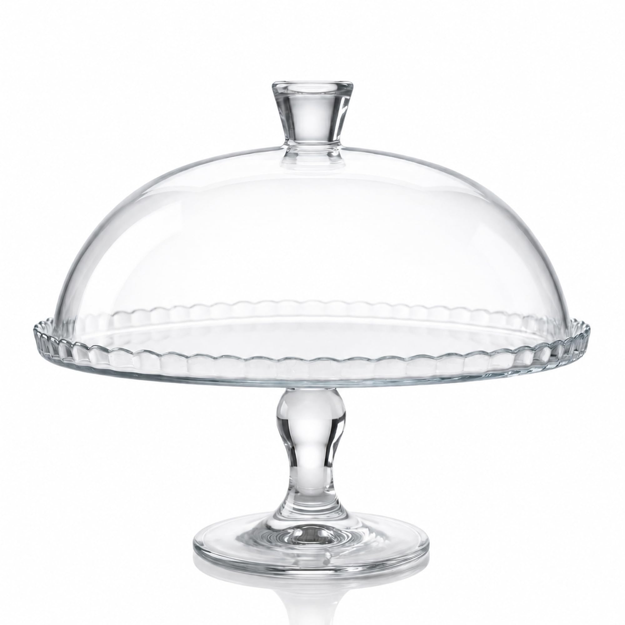 Présentoir à Gâteau sur Pied en Verre avec Cloche, Transparent, Ø 32,2 cm, pour Gâteaux, Cupcakes, Pâtisseries et Réceptions