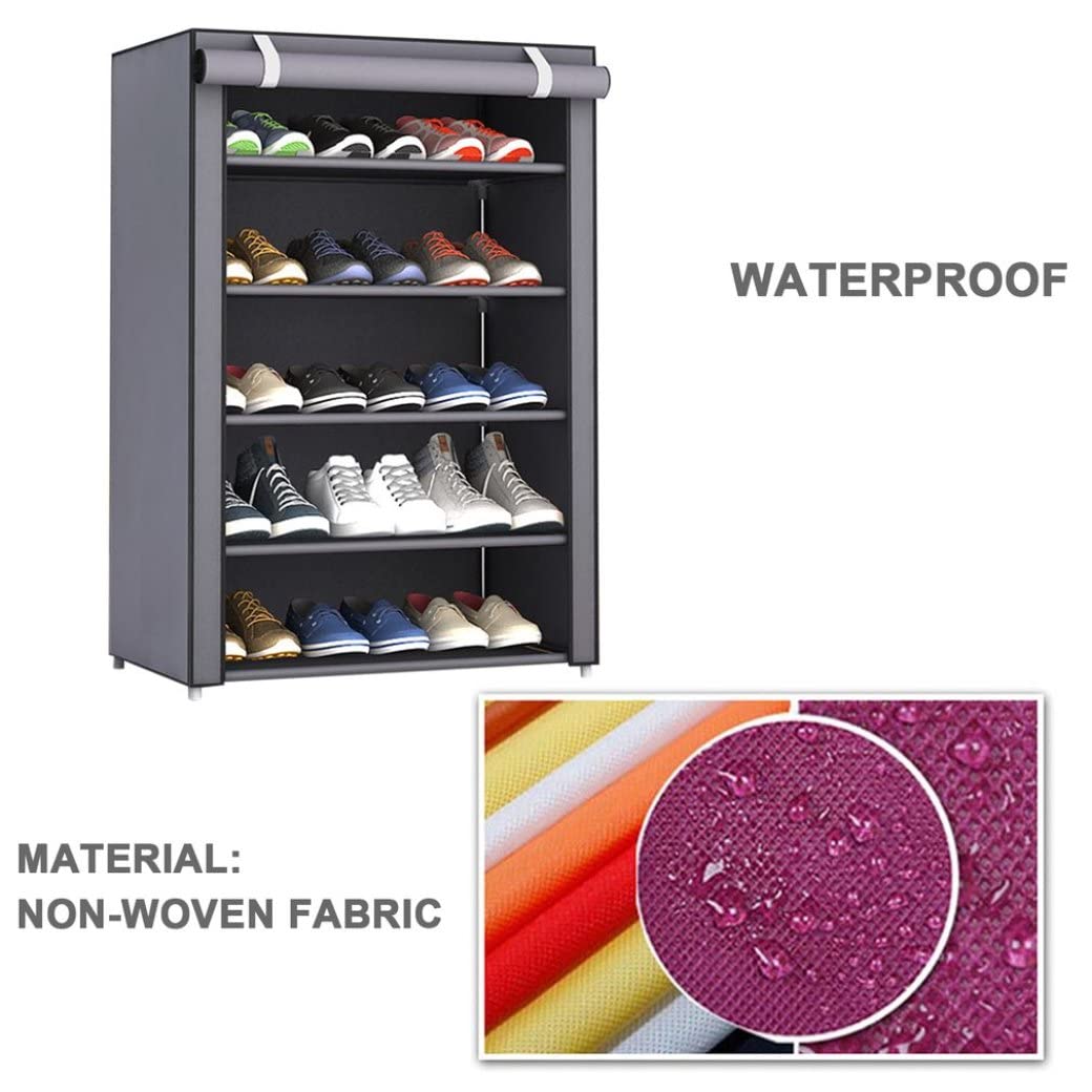 Schuhständer staubdichtes schweres 6 -schichtiger wasserdichtes waschbarer Schuhspeicher Erhöhter minimalistischer schockdes Organizer für Flur Wohnzimmer grau
