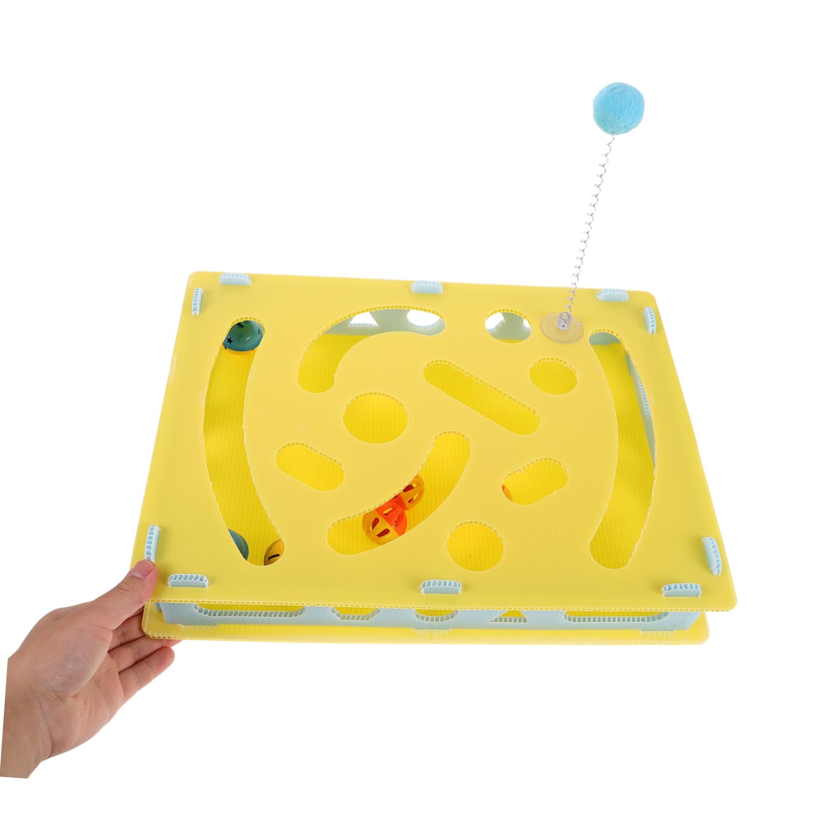 Yardwe Gioco Interattivo per Gatti Scatola Labirinto in Plastico, Strumento di Intrattenimento Multiuso Campanello e Indoor Stimolante e Arricchimento