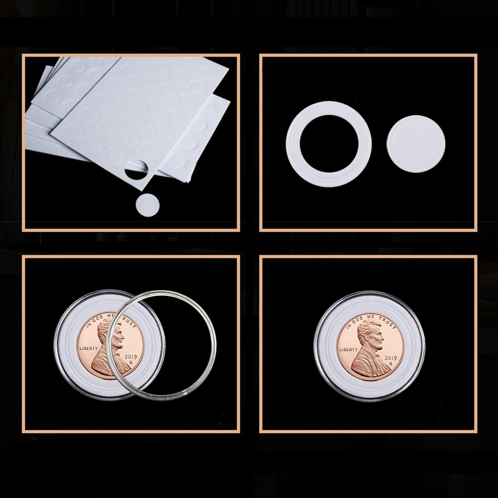 240 soportes para cápsulas de monedas de 30 mm, 5 tamaños (17/20/25/27/30 mm), funda protectora para monedas con caja organizadora de almacenamiento de plástico para suministros de colección de