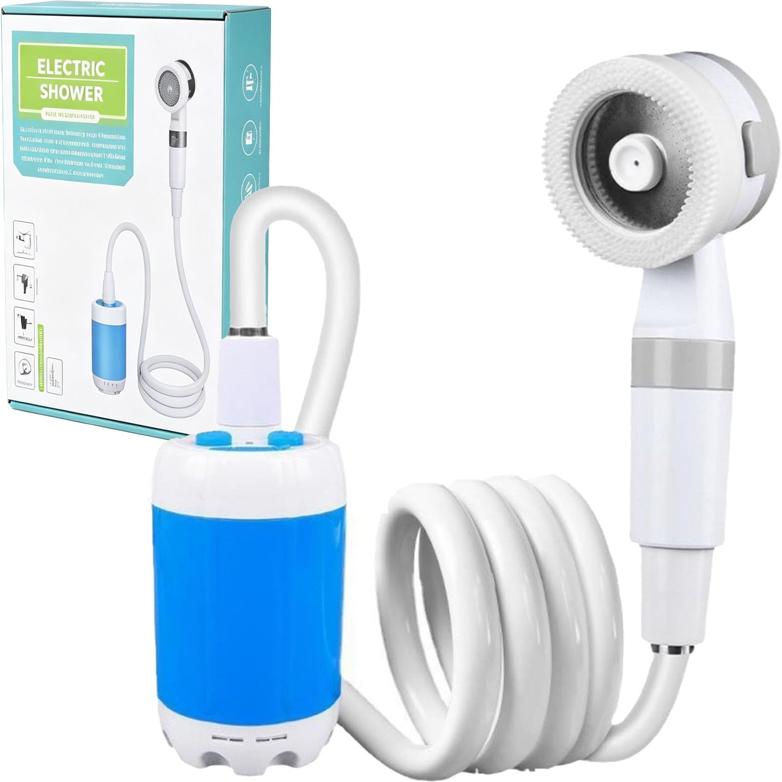Cozidia Douche De Camping Mobile Avec Pompe à Eau Rechargeable, Pommeau De Douche Portable LéGer Pour Camping, RandonnéE, Plage, Entretien Jardin Et Lavage Voiture (1PC)