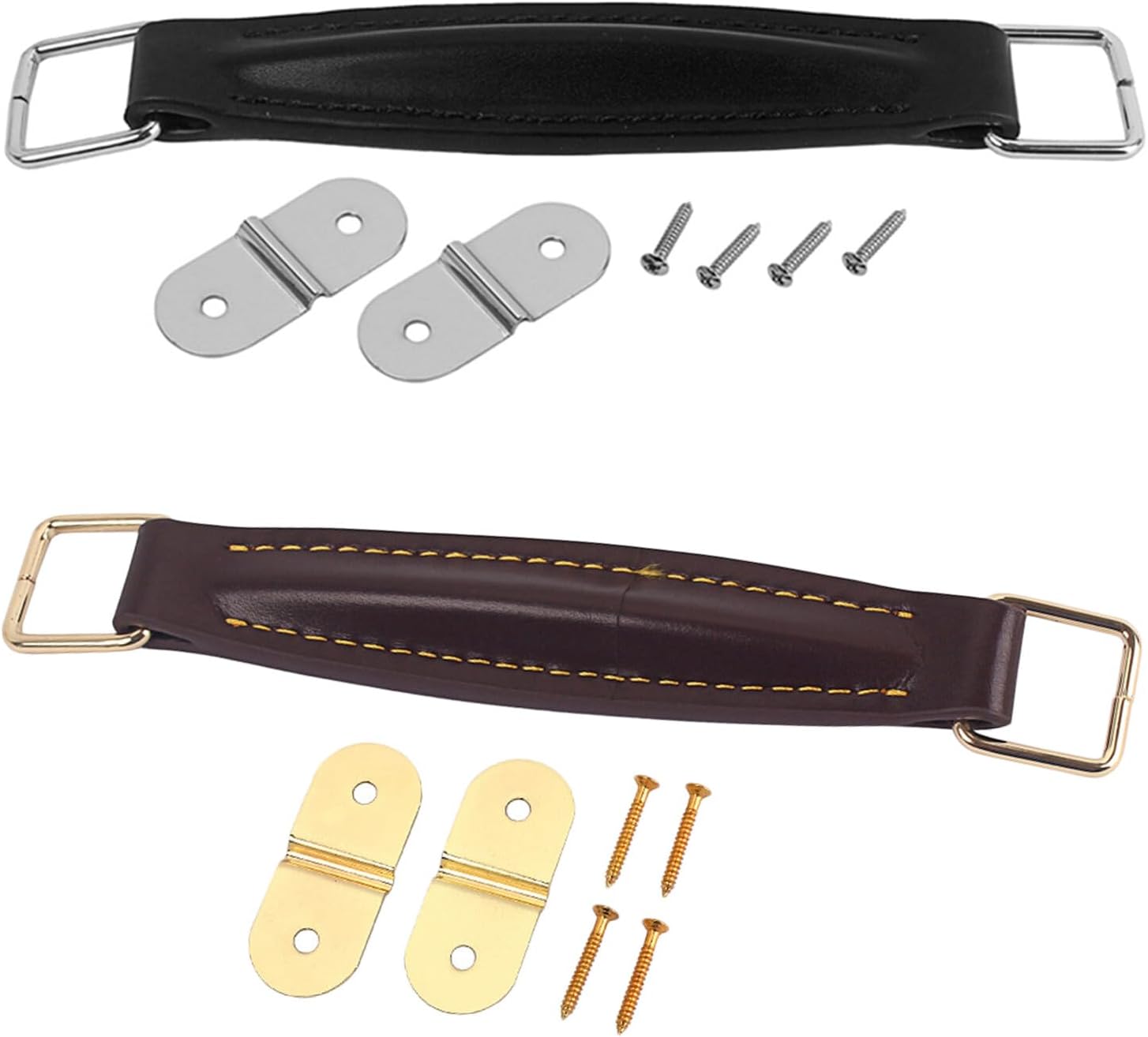 Levemolo 2 Sets Amplifier Handle Pu Replacement with Metal Hardware for Guitar Amp Speaker Side Handle Strap Suitable for Speaker Cabinet Repair in Black and Coffee