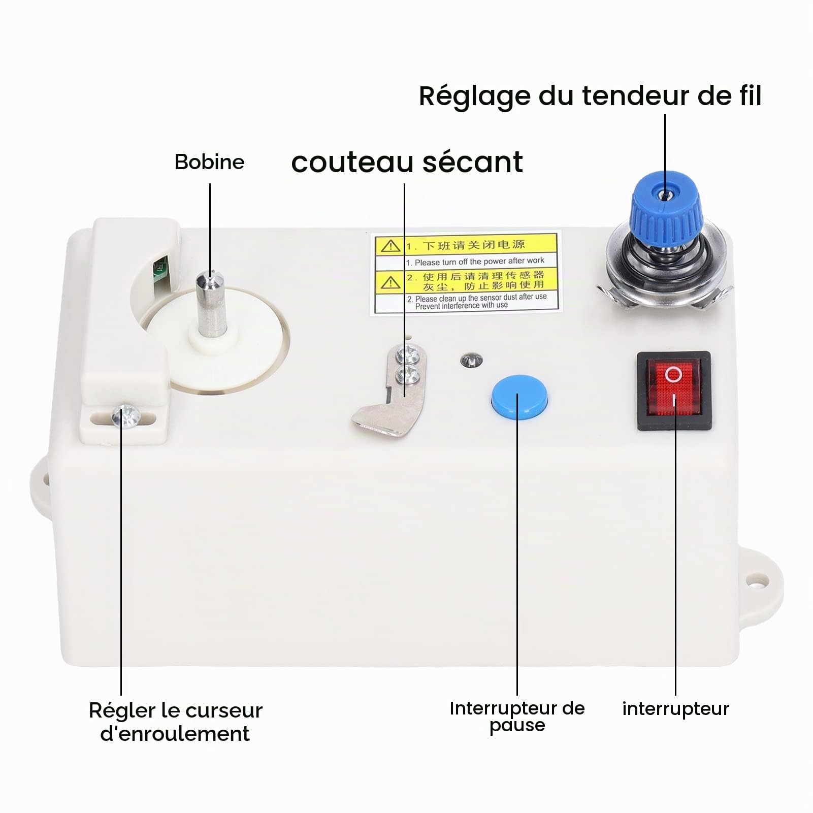 Enrouleur de Canette électrique Automatique, Enrouleur de Canette pour la Couture, Enrouleur de Canette Intelligent Automatique Gain de Temps Machine à Broder Enrouleur de Canette Large Tension 110 à