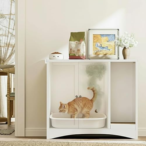 Miniatura 3 de AUN Armario oculto para caja de arena para gatos, marco de acero fácil de limpiar, mueble para casa para mascotas, baño para gatos con entrada