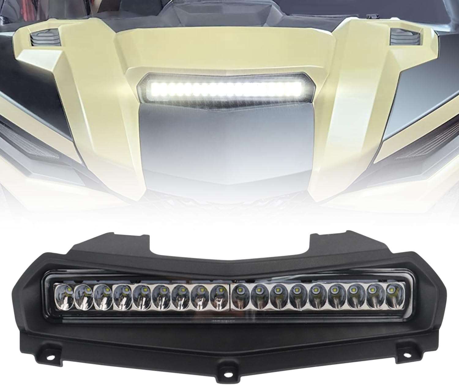 Hood Panel Scoop Light LED Compatible with Yamaha Wolverine RMAX2 & RMAX4 1000 2021-2025 Hood Scoop Spot Light Front Auxiliary Light Accessories Hood Scoop DRL Grill Accent Light