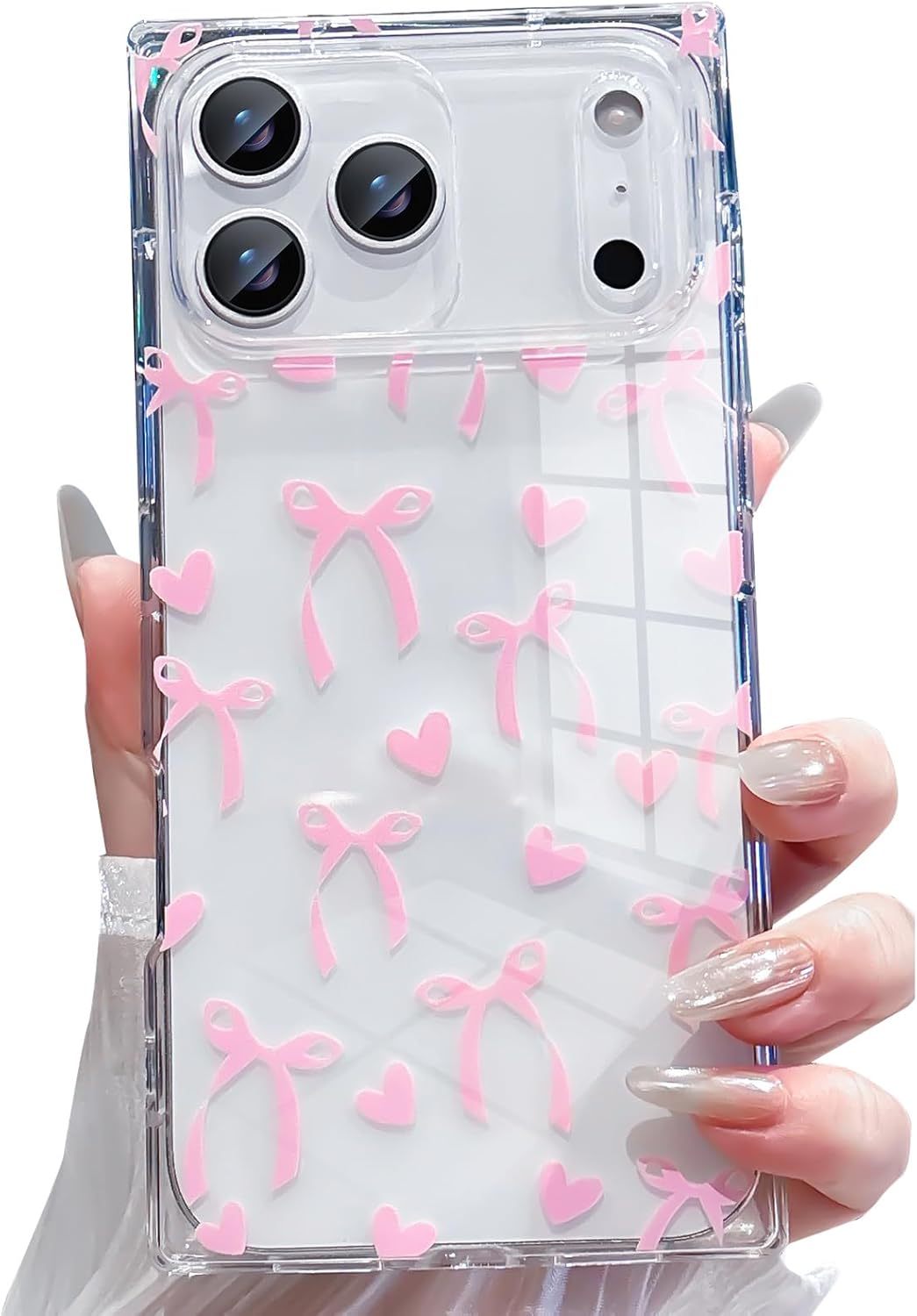 for iPhone 17 Pro Max Case Clear Girly Bows Trendy Silicone Women Aesthetic Flexible, Camera Protection, Reinforced Corners TPU Slim Shockproof Protective Cases