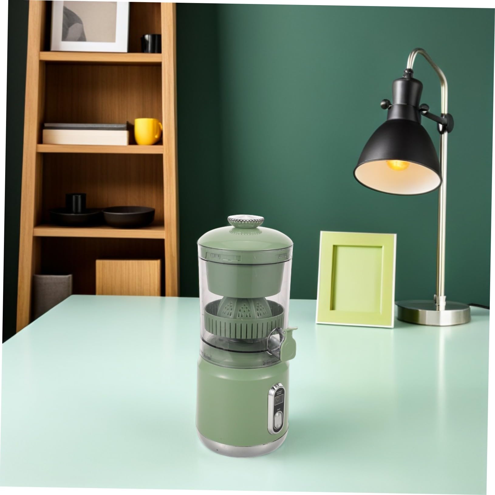 Exprimidor de Cítricos Eléctrico Portátil Verde de Plástico 600 Ml | Separación Automática de Pulpa, Tecnología de Prensado, Uso en Hogar y Viaje