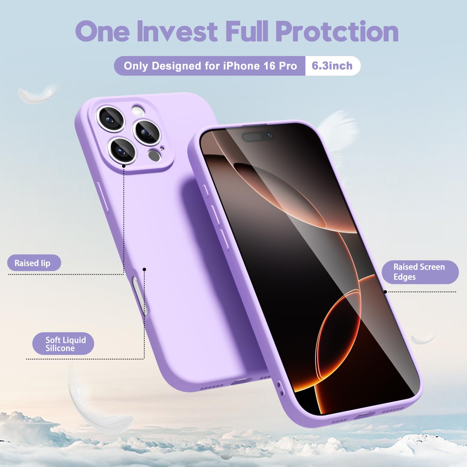 oakxco for iPhone 16 Pro Max Case Liquid Silicone, Soft Rubber Gel Elegant Aesthetic Basic Simple Cover, Cute Thin Slim TPU Matte Solid Color Plain Smooth Case for Women Girl, Light Pink — view 409