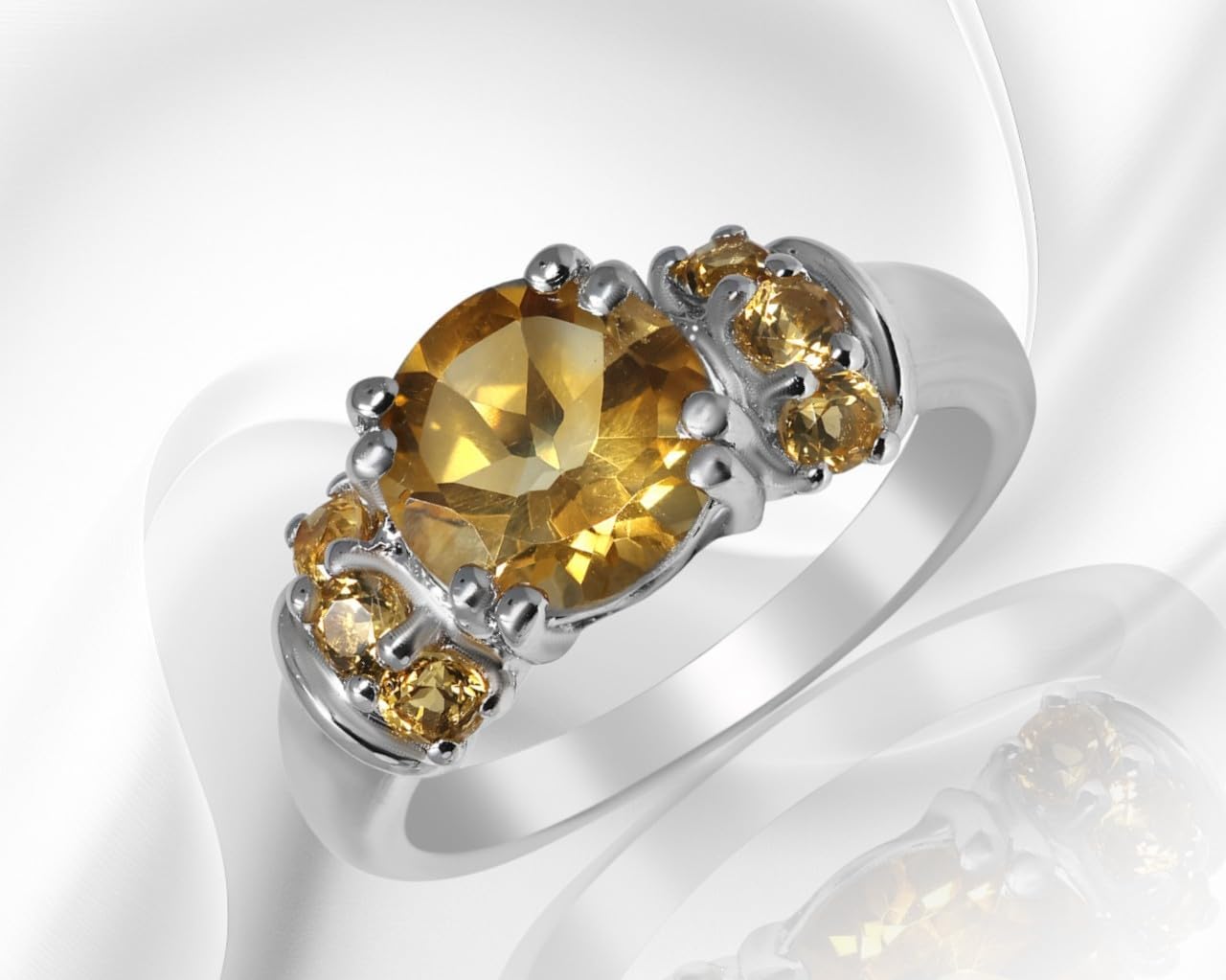 925 Sterling Silver Genuine Citrine Statement Ring - Image 2