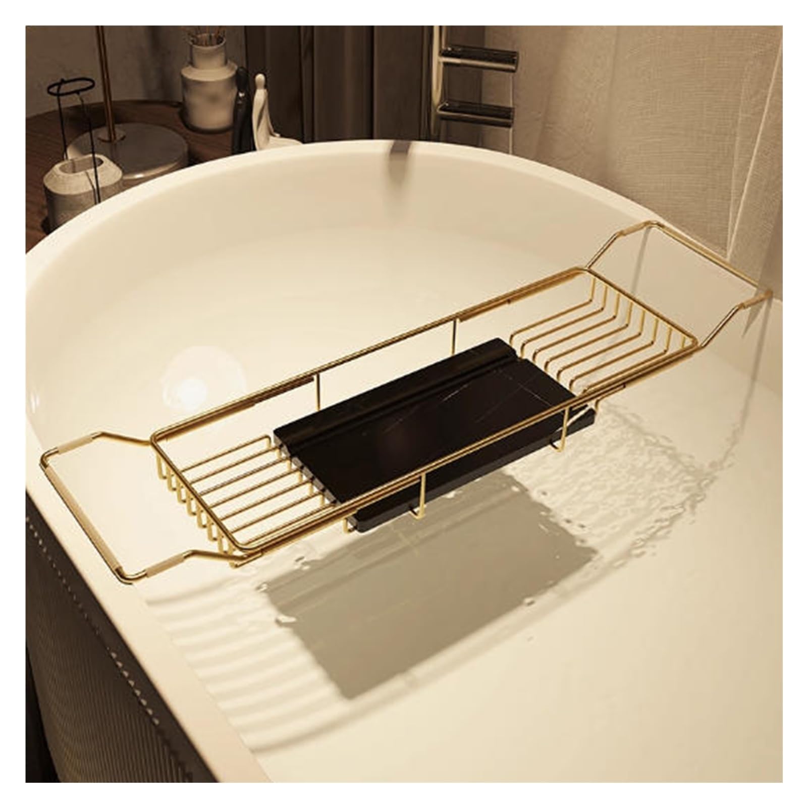 Bandeja para bañera, estante de almacenamiento extensible extra ancho para accesorios de baño, tiene capacidad para múltiples artículos para una experiencia relajante de spa