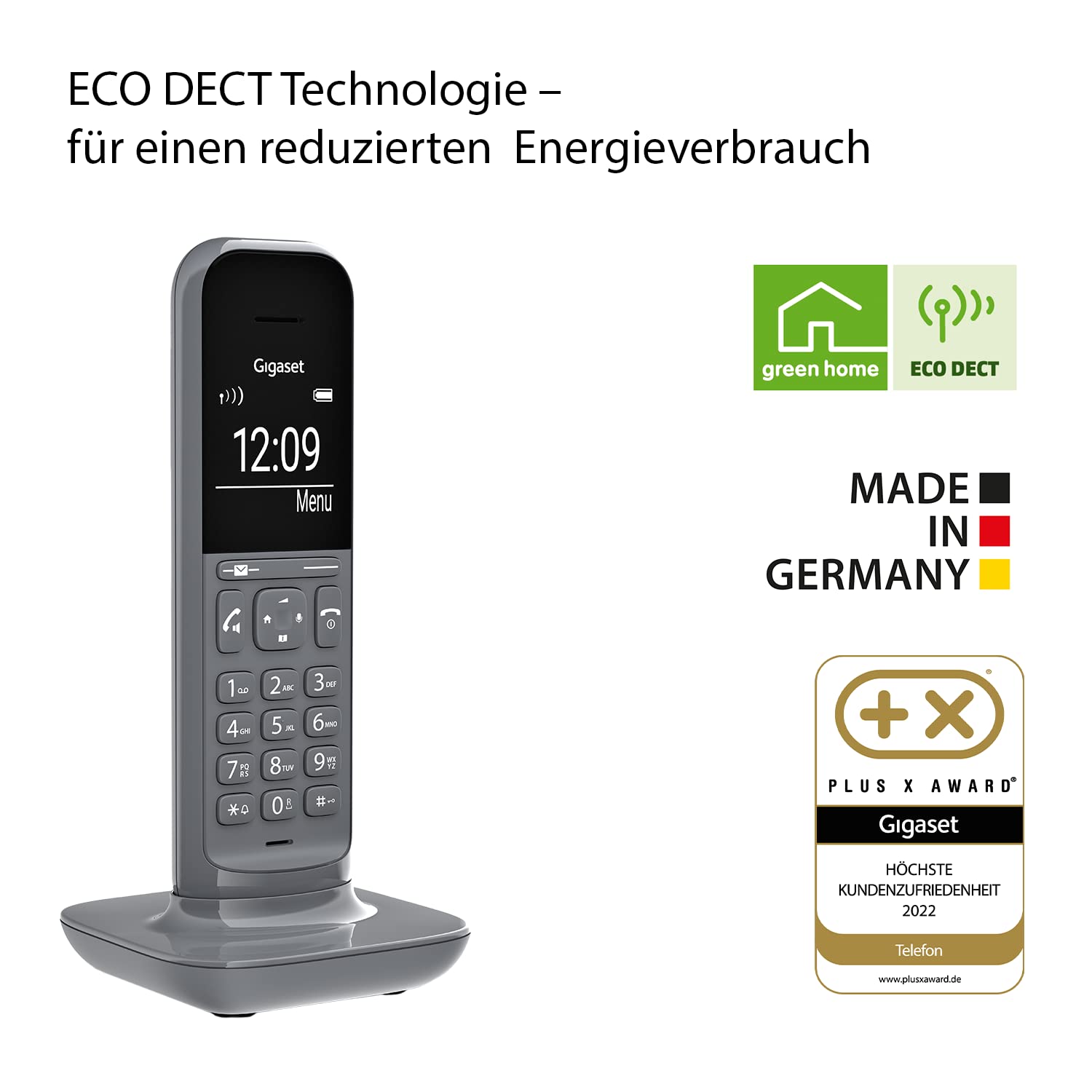 Gigaset CL390HX - Design DECT-Mobilteil mit Ladeschale - Fritzbox-kompatibel - Schnurloses Telefon für Router und DECT-Basis - 2 Akustik-Profile, grau [Deutsche Version] [Ohne Basis]