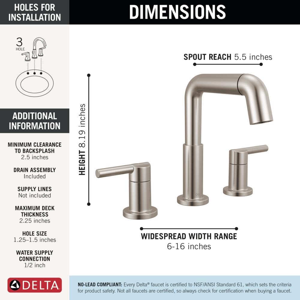 Delta Nicoli Brushed Nickel Bathroom Faucet with Sprayer, 8 Inch 3