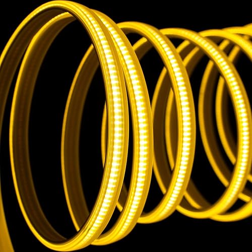 Tira de luz LED COB enchufable de 16.4 pies16.4 ft, tira LED flexible de alto voltaje de 110 V blanco cálido 3000 K 288 LEDsM tiras de luz LED