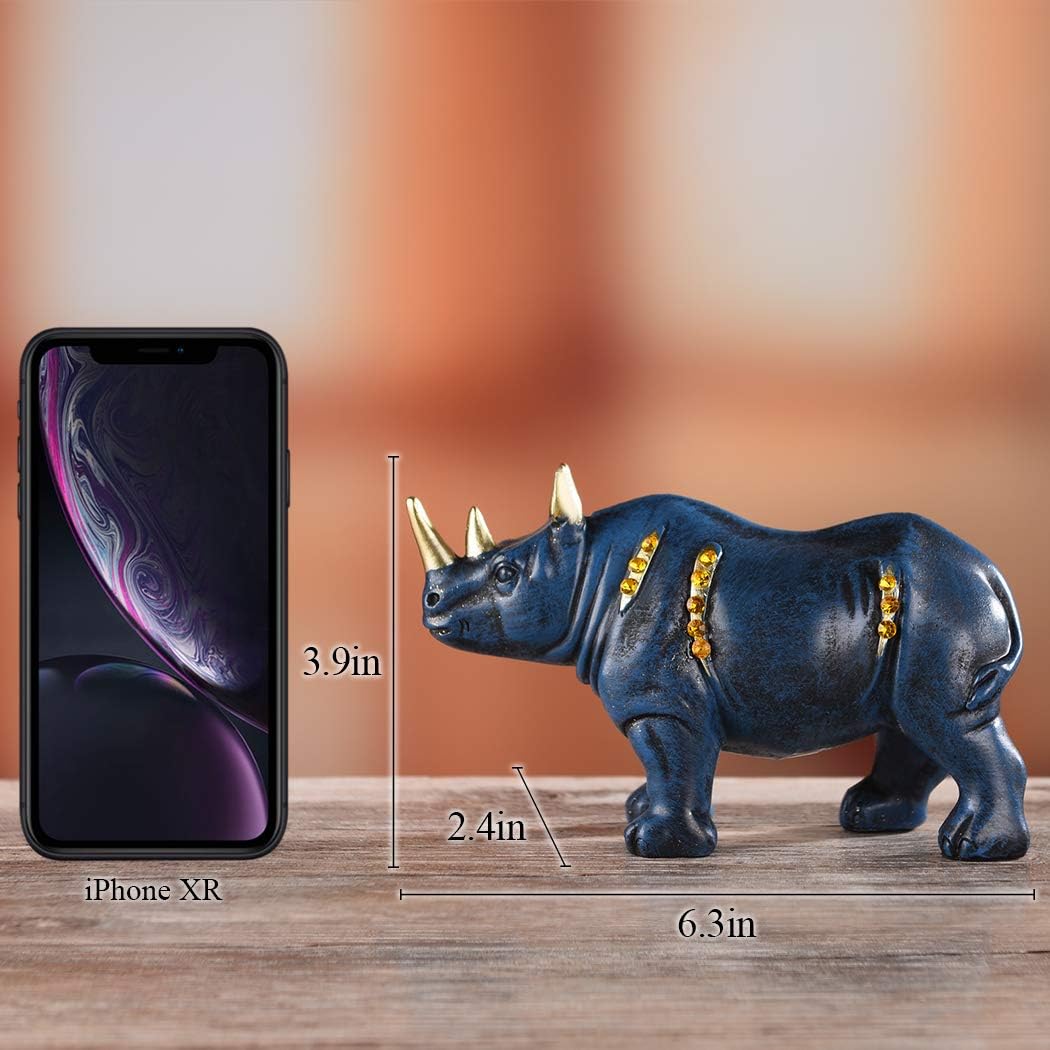 Amazon Co Jp 樹脂製サイの像 野生動物 リノ 動物置物 収集価値のあるギフト ホーム オフィス 装飾 ブルー Tqzdpt12 ホーム キッチン