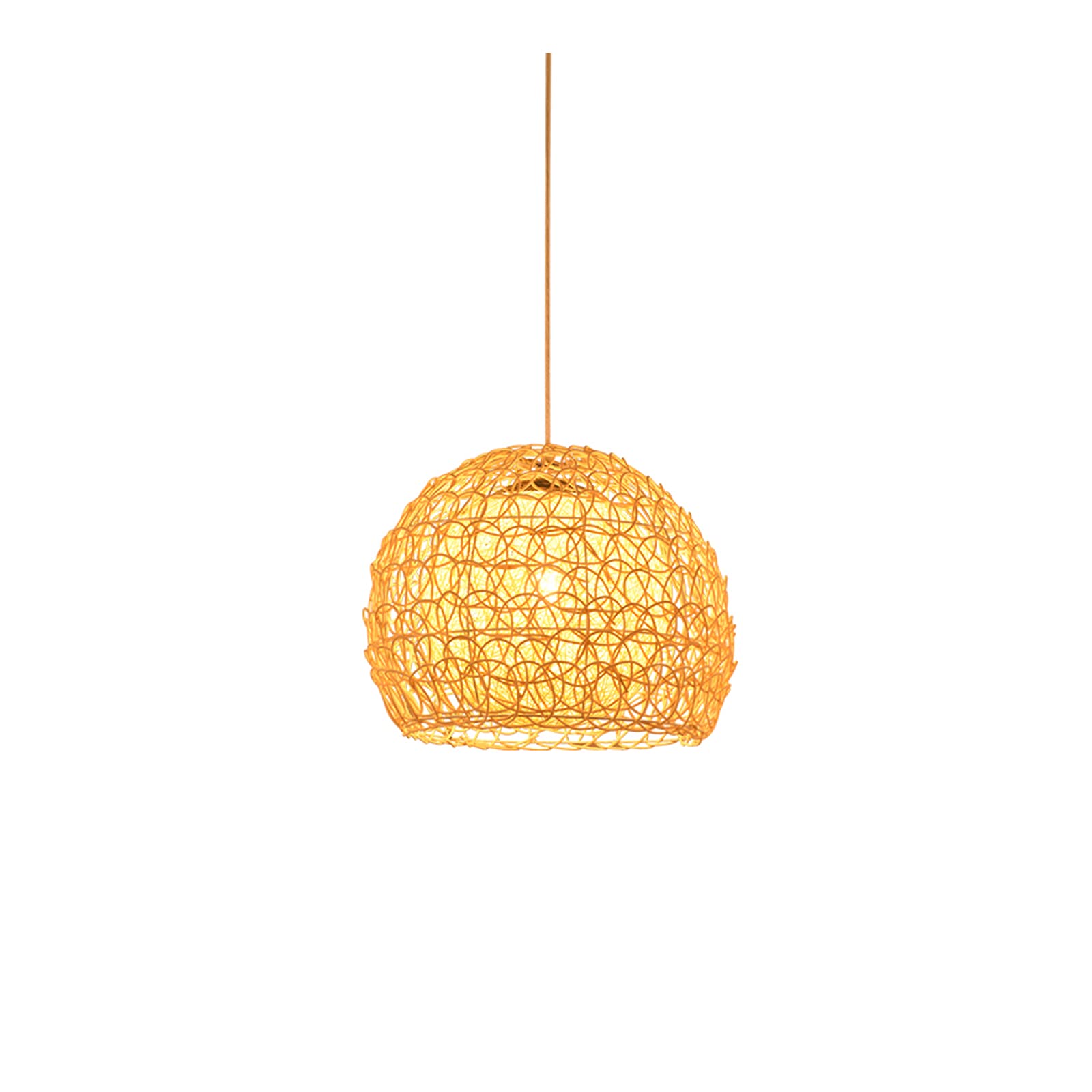 Lustre en bambou tissé main style rural Asie du Sud-Est pour salon