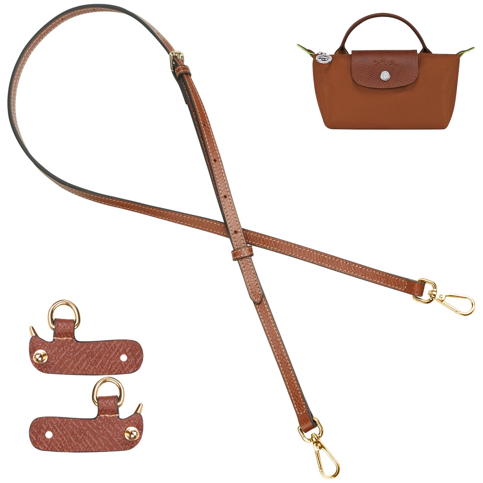 jiesinlov Rindsleder Taschen Riemen Umrüstsatz Ersatz verstellbaren Crossbody Schultergurt für Le Pliage XS Mini Pouch