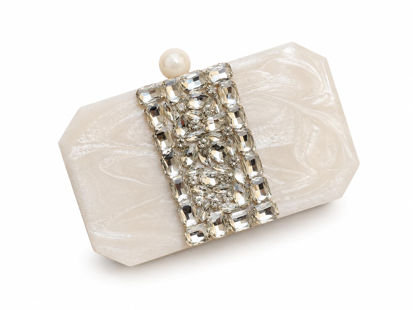 Resin Clutch For Women Bridal Clutches For Pocut Looks Wedding Celebrity Party Evening Marble Purse Floral Clutch For Women's & Girls, Off White color-image-15
