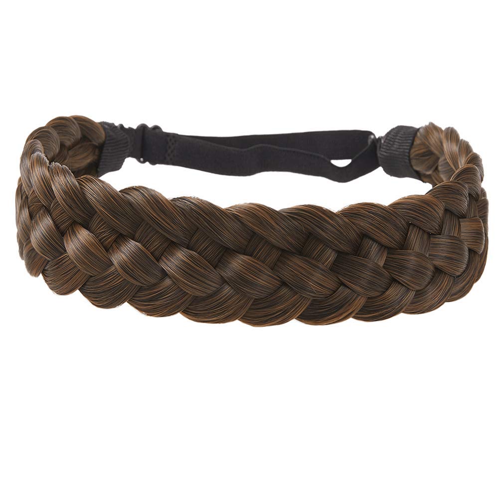 TOECWEGR 5 Strands Synthetic Hair Braided Headband Hairpiece Classic Chunky Wide Plaited Braids ElasticMulti Color Headband Ladies Beauty Hair Accessories TOECWEGR 5 Strands Synthetic Hair Braided Headband Hairpiece Classic Chunky Wide Plaited Braids ElasticMulti Color Headband Ladies Beauty Hair Accessories