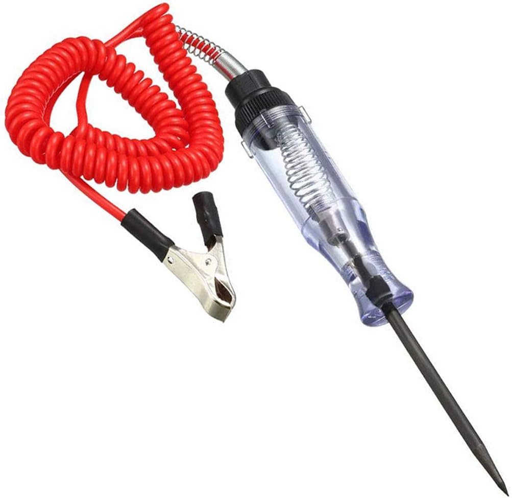 6V-12V-24V DC Car Circuit Tester Light, Professional Auto Voltage Continuity Test, Automotive Electrical Volt Test Light/Long Probe for Wire/Fuse/Socket and More - Red