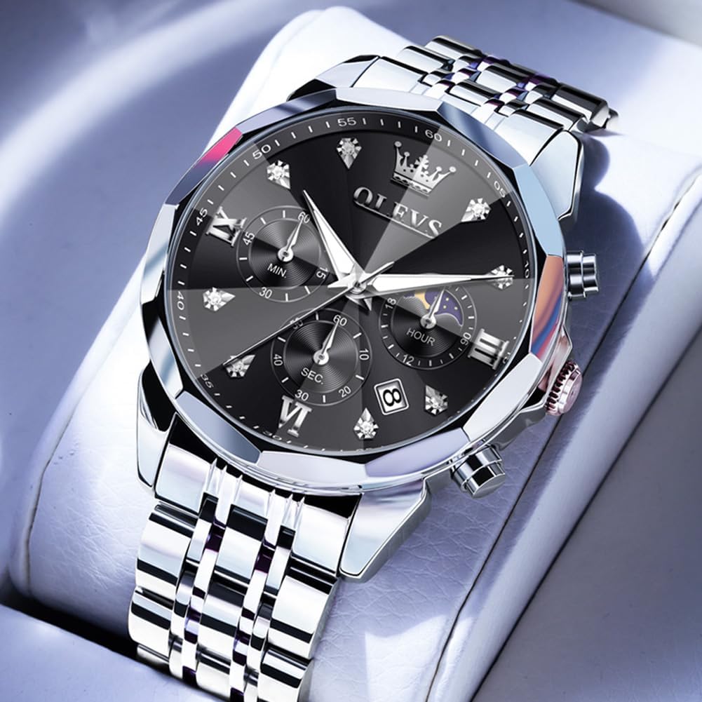 3670: Black Dial Silver Strap