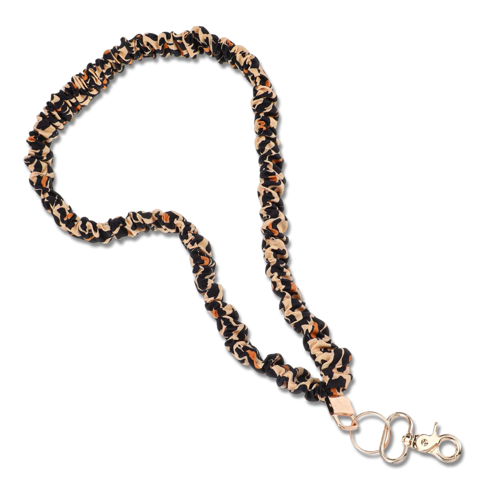 Mabor Stretchy Scrunchie Lanyard for Teachers - Stretchy Leopard Print Key Lanyard for ID Badges, Women, Ladies, Cute and Comfortable