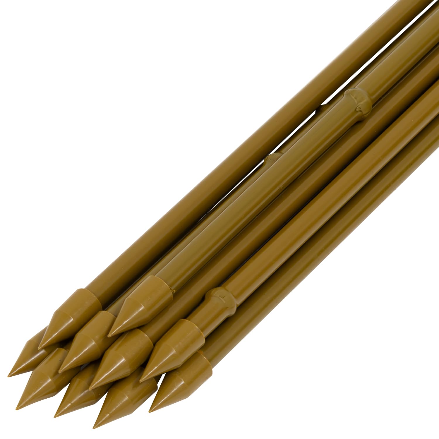 Woodside PE Coated Metal Garden Cane Stakes – Pack of 10 | Strong Plant Support Sticks, Wood-Effect Finish, Heavy Duty – 2ft, 3ft, 4ft, 5ft, 6ft