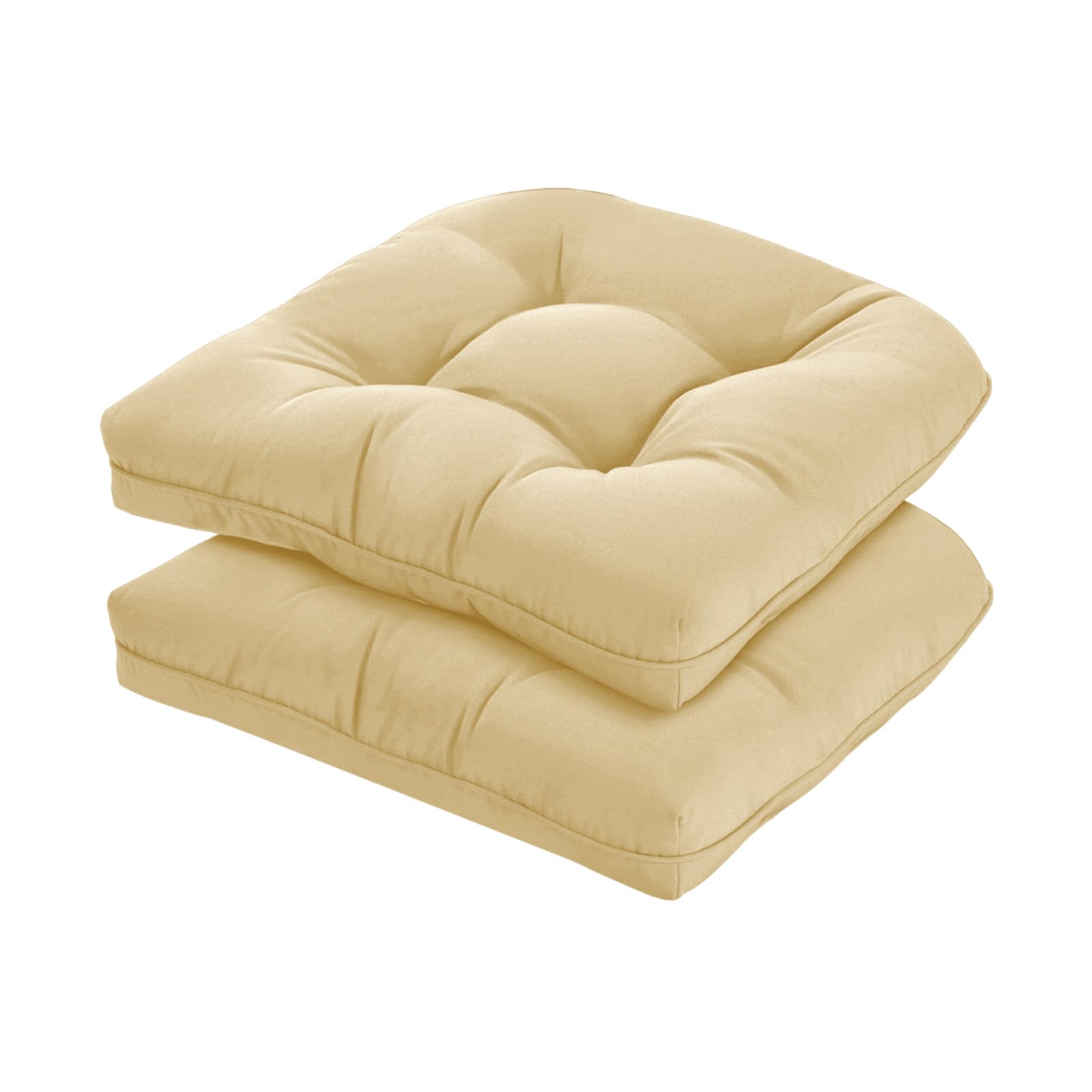 HOMELYSIAN 19x19 Outdoor Chair Cushions Set of 2, Tufted Wicker Patio Furniture Cushions, Thick Outdoor Seat Cushions for Lawn Chairs, Overstuffed and