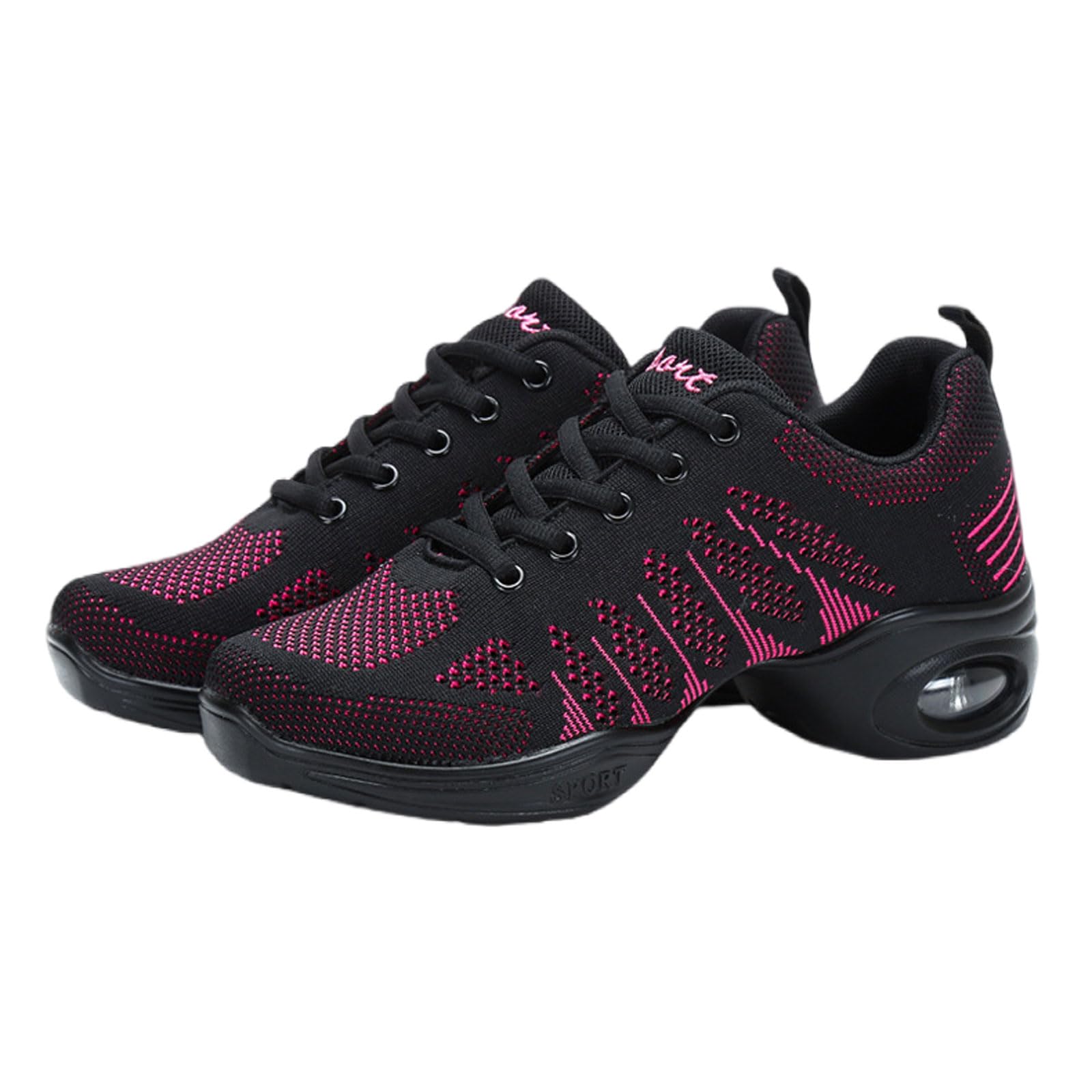 Leichtrit Women's Black Rose Split Sole Dance Trainers,Dance Sneakers For Mesh Split Sole,Breathable Dance Sneakers,Shock-Absorbing,Comfortable,Split Sole,Mesh,For Jazz,Latin,Quickstep,Viennese Waltz