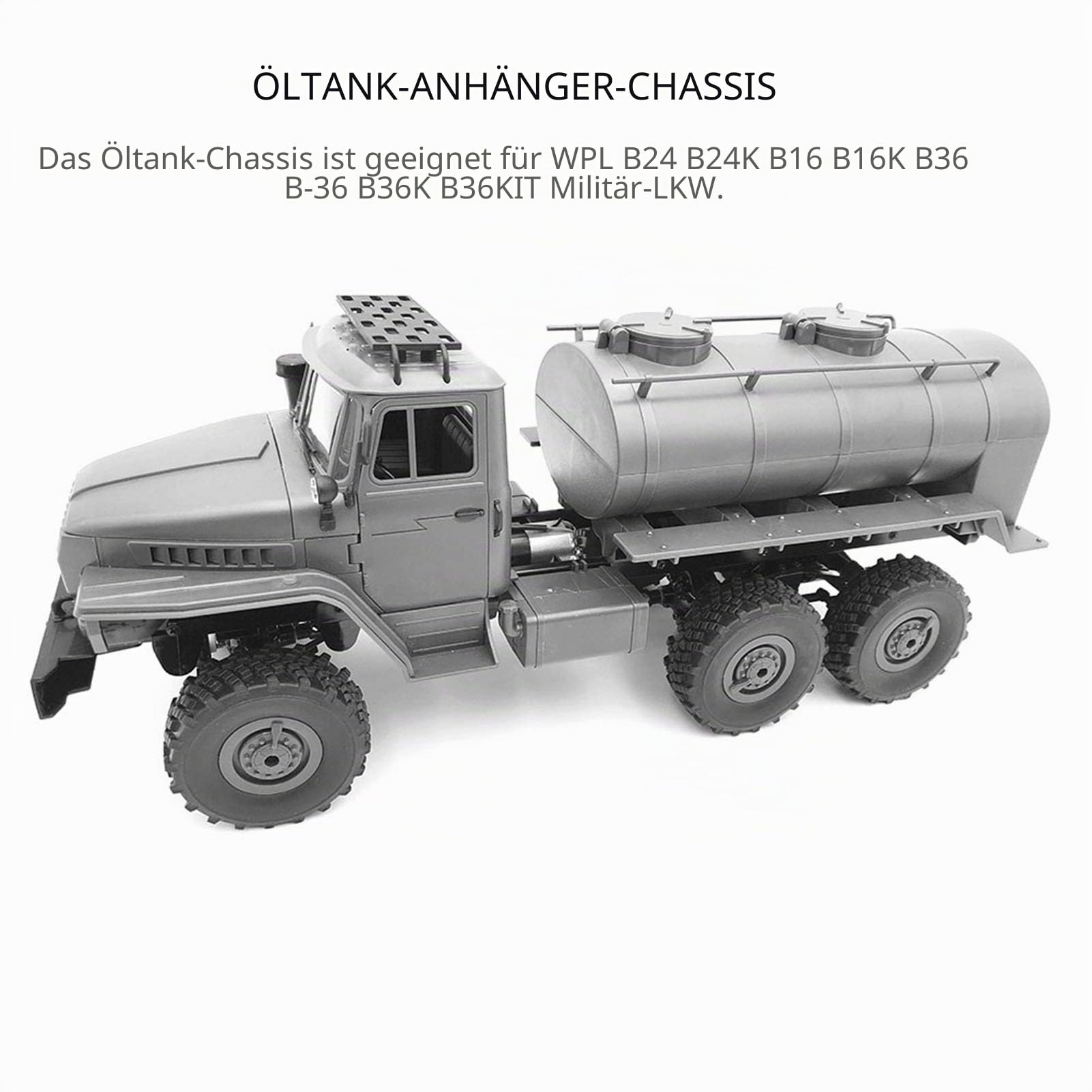 shenruifa Öltank-Anhänger-Chassis für 1:16 RC-Auto WPL B24 B16 B36 B36KIT Militär-LKW RC-Autoteile DIY-Zubehör