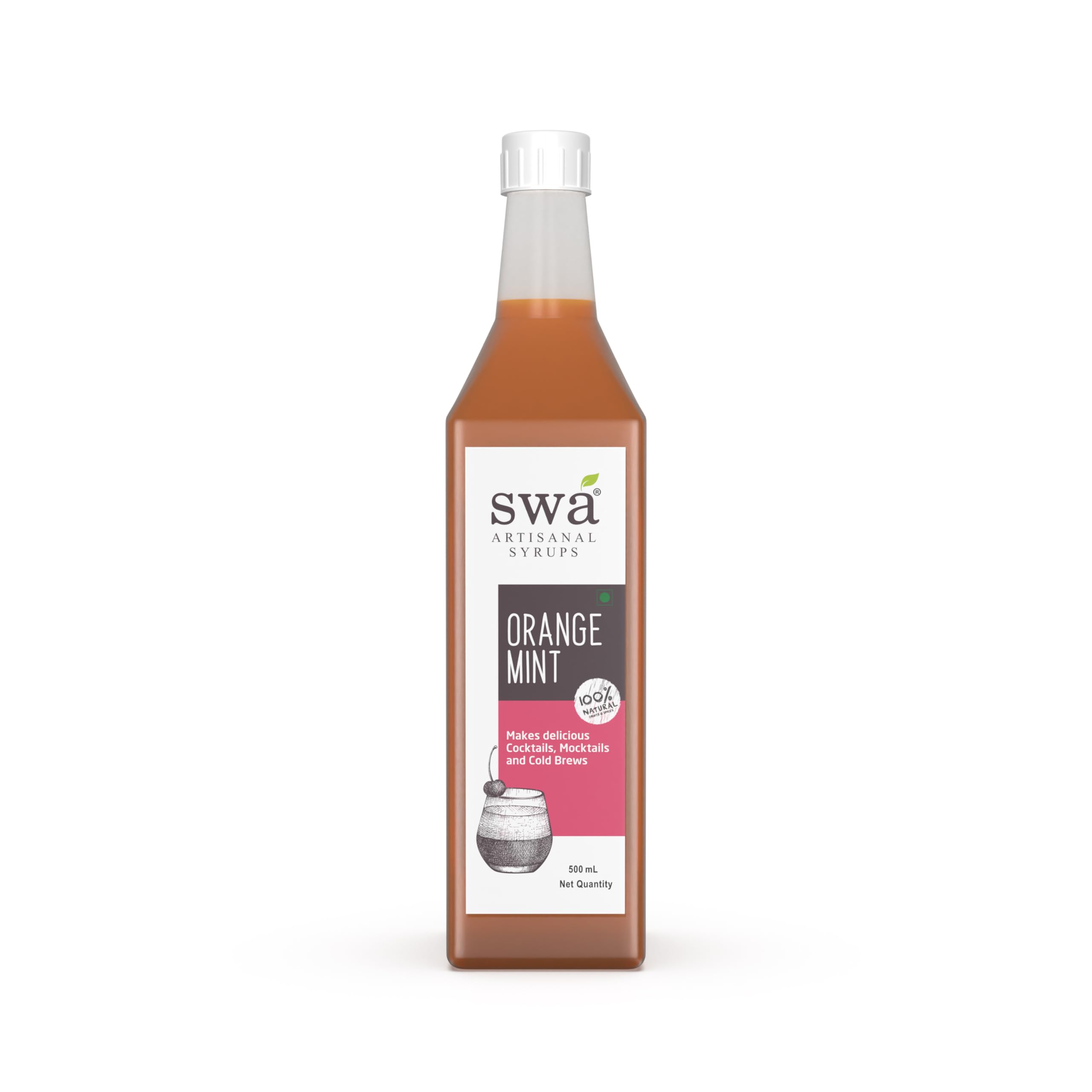 Swa Artisanal Ready To Mix Flavored Mocktail and Cocktail Syrup (Orange Mint)