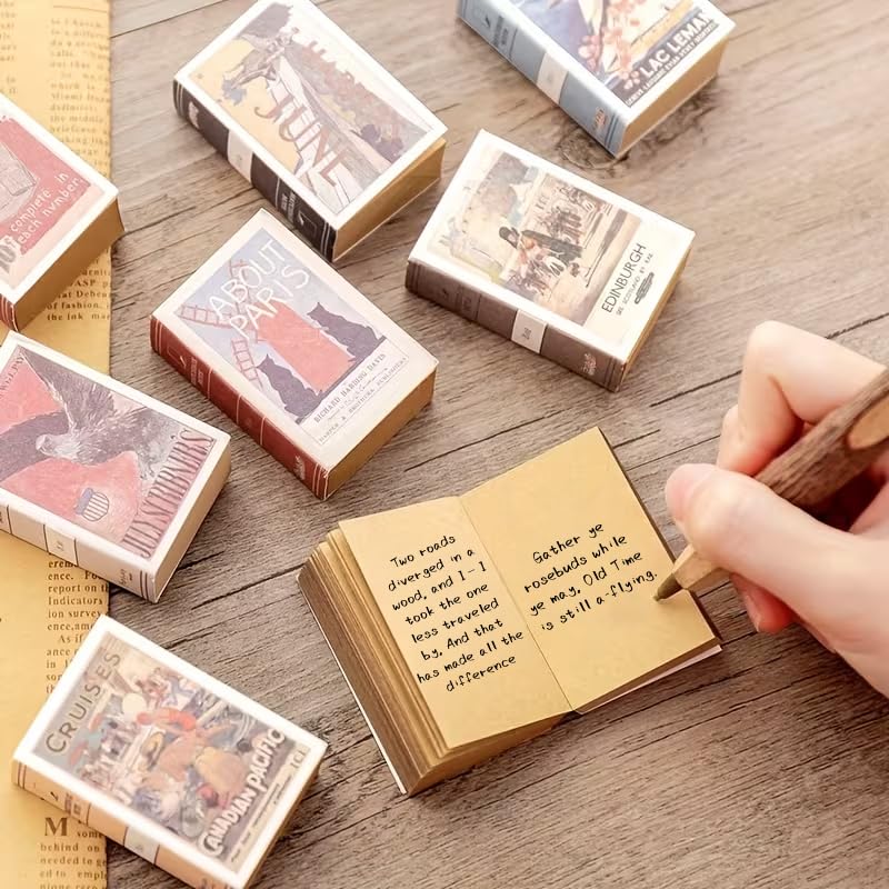 2PCS Vintage Mini Notebook 2 Pack, Die-Cast Tear-Off Pocket Memo Pad, Retro Portable Booklet for Travel Notes, Lists, Quick Jots, Random color