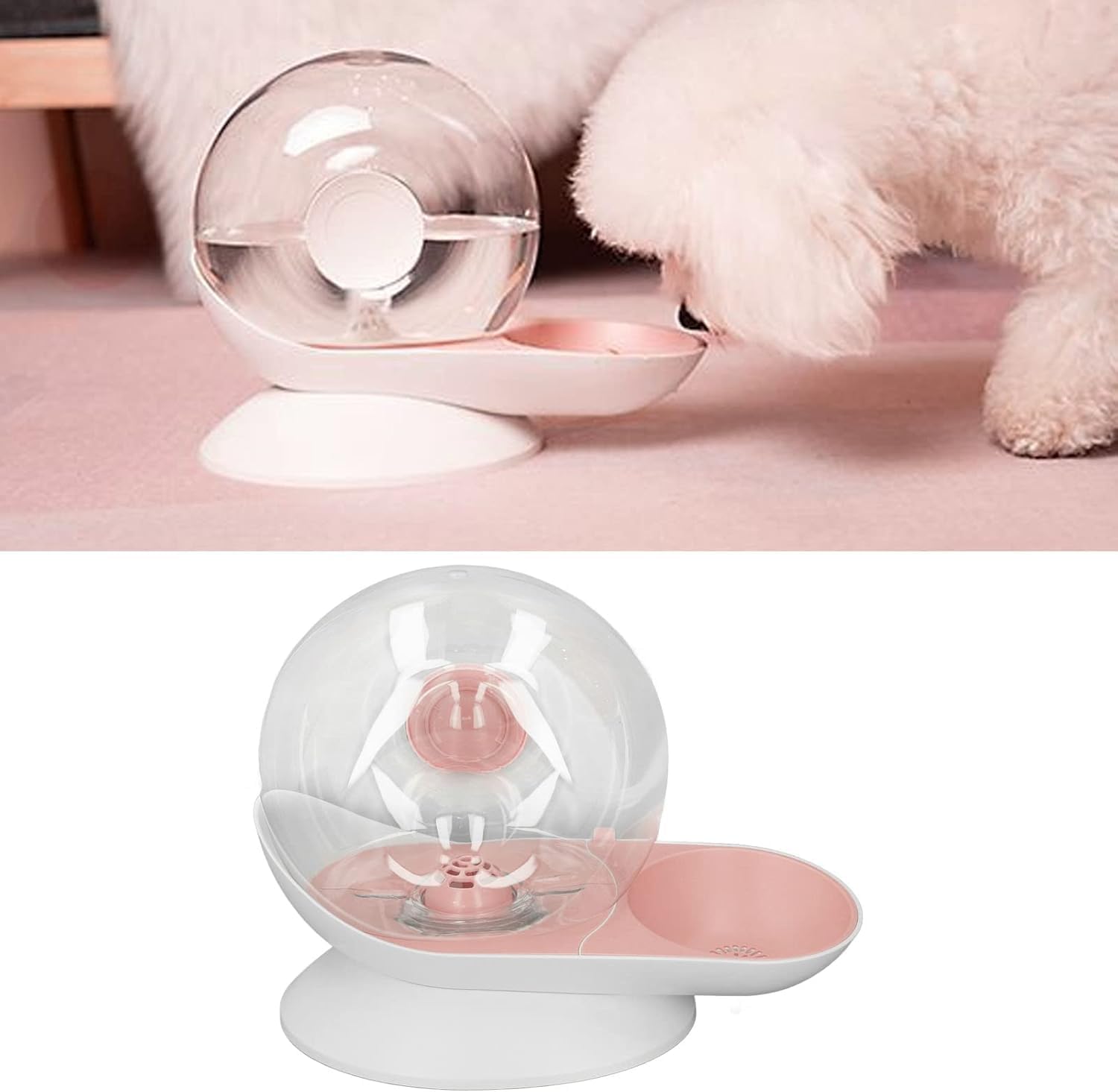 Cat Dog Water Dispenser Automatic Water Drinking Fountain for Small or Medium Size Dogs Cats Easy to Clean Snail Shape 2.8L （Pink）