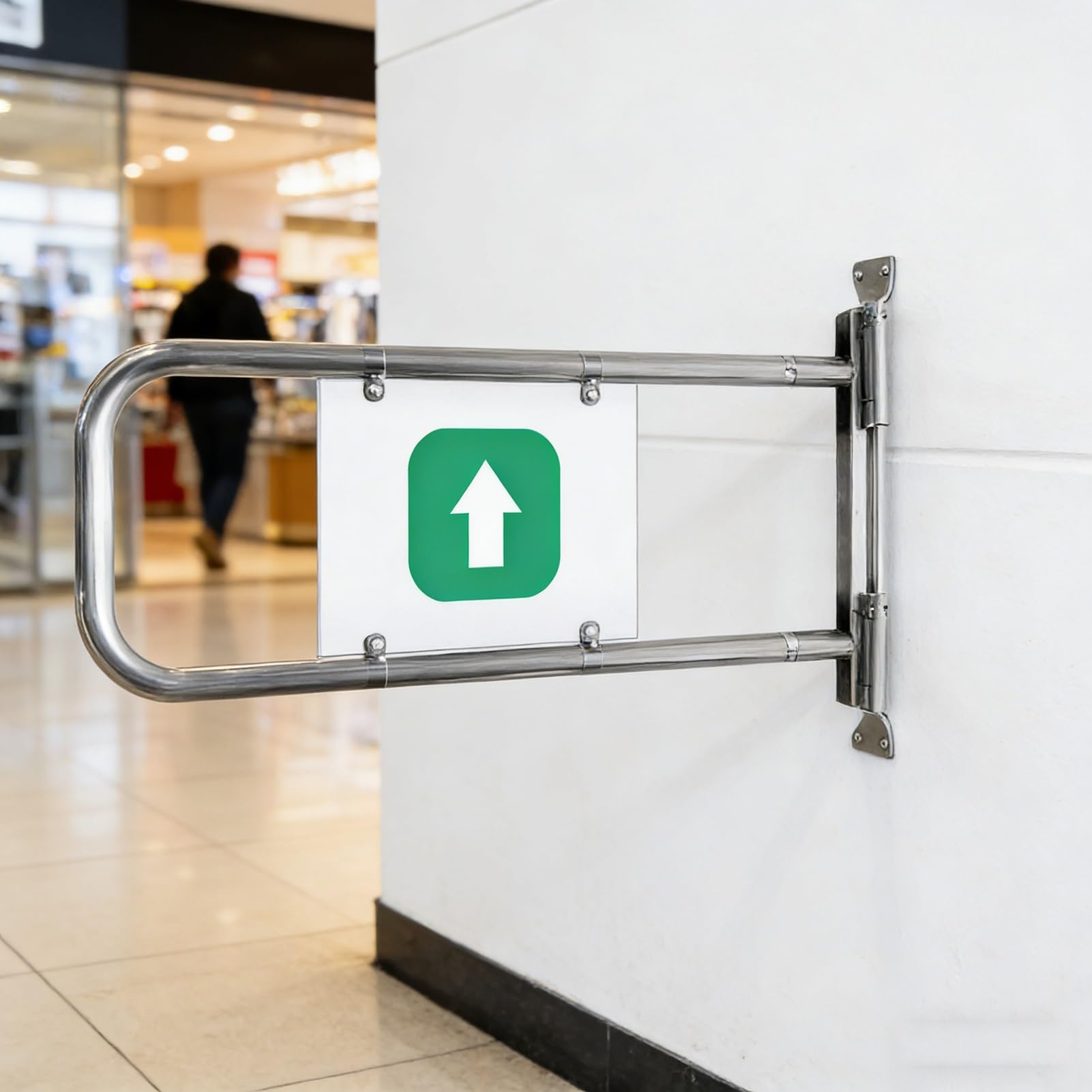 Puerta de seguridad de entrada de acero inoxidable con resorte, puerta de acceso peatonal de 1 vía, puerta batiente de supermercado, barrera de mostrador, 55 cm