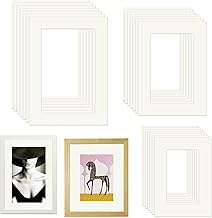 Roosea 24 Piece Photo Mount, 15 x 10/18 x 13/15 x 20 cm, 3 Sizes Cardboard Mounts for Pictures/Photos/Prints/Postcards (Ecru, 8 Pieces of Each Size)