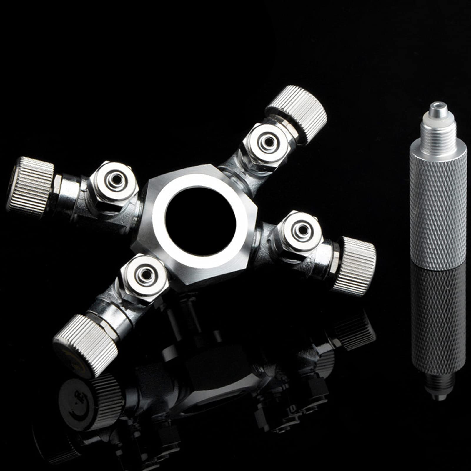 Régulateur de séparateur de CO2 de réservoir de Poissons, Valve à Aiguille précise d'aquarium d'alliage d'aluminium pour Le réservoir de CO2 d'usine d'aquarium(4 Voies)
