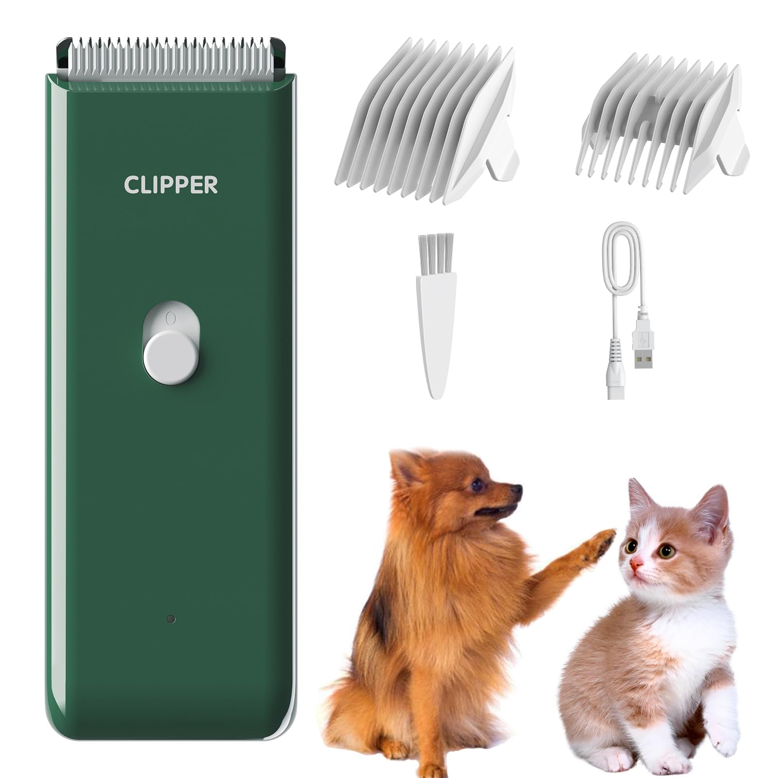 Tondeuse à cheveux professionnelle pour chien silencieuse avec lame en céramique, étanche IPX7 Vert