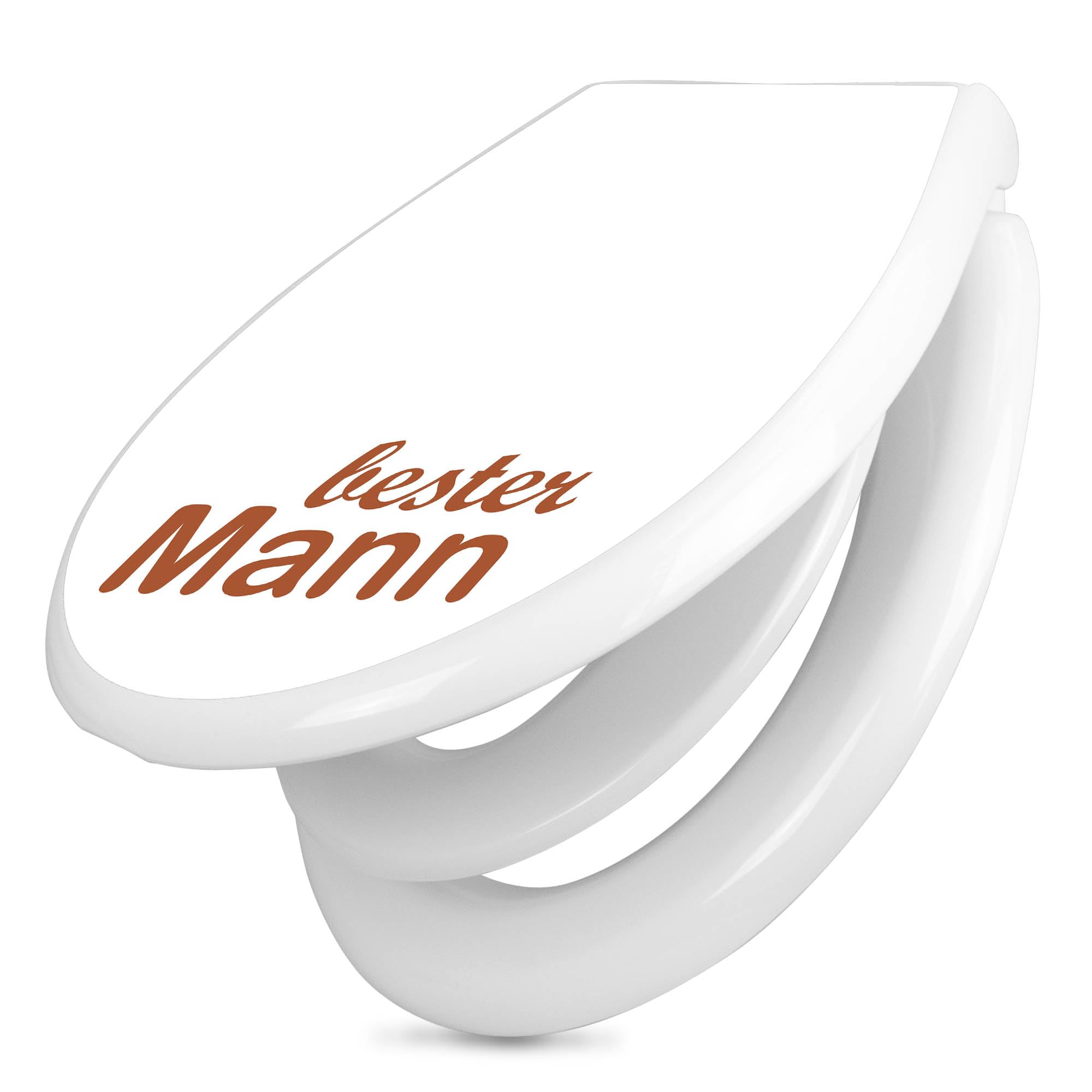 banjado Familien WC Sitz mit Absenkautomatik 44,9x37,1cm - Klobrille mit Kindersitz aus hochwertigem Polypropylen - Toilettendeckel mit Kinder Toilettensitz integriert - Motiv bester Mann 2