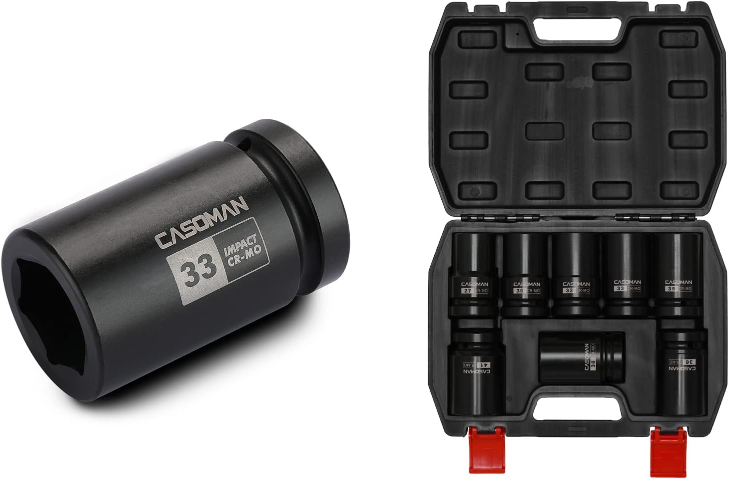 CASOMAN 1Inch Drive x 33 mm Deep 6 PT Impact Socket, Metric & CASOMAN