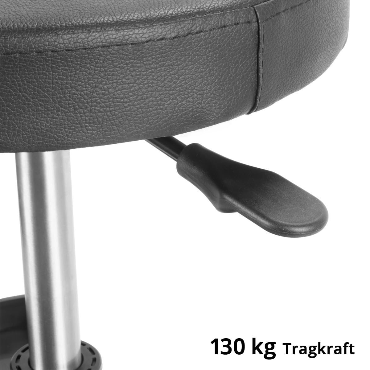 STAHLWERK WRH-295 ST Tabouret d'atelier pivotant avec roulettes pivotantes et compartiments de rangement réglables en hauteur Capacité de charge de 130 kg