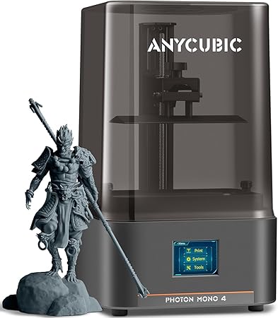 ANYCUBIC Photon Mono 4 Resin 3D Printer, 7'' 10K Mono LCD Screen with Stable LighTurbo Matrix, 70mm/h Fast Printing 3D Printer, Print Volume 6.04'' x 3.42'' x 6.49'' / 153 x 87 x 165mm