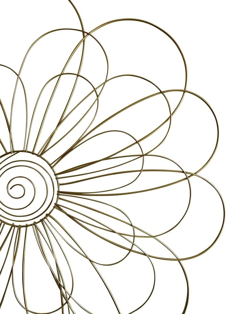 Bellaa 23240 Golden Metal Wall Art Decor 29 inch Modern Abstract Contemporary 3D Geometric Sculpture Living Room Scroll Outdoor Garden Patio Backyard Boho Farmhouse