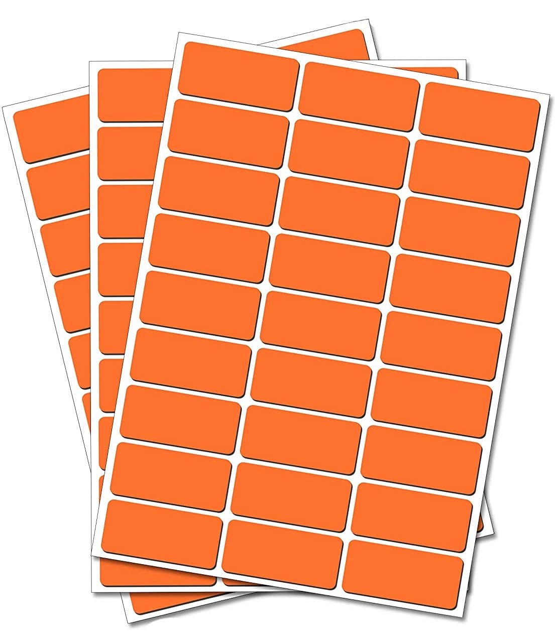 Party Decor Orange 100 Rectangles - Removable Self Adhesive Waterproof Durable Vinyl Stickers - Digitally Cut To The Sticker Shape - Size 25Mm X 12Mm
