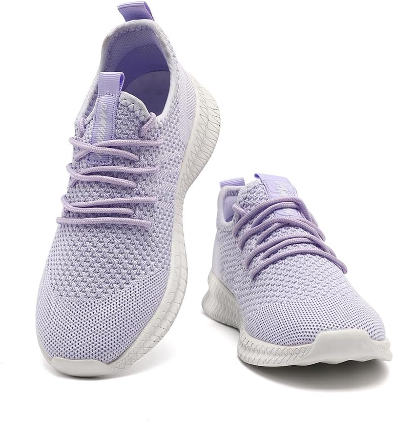 FUJEAK Womens Running Shoes Athletic Tennis Sports Sneakers Casual Slip on Walking Shoes Gym Workout Shoes Fashion Sneakers Non Slip Light_Purple Size 7.5 - Image 3
