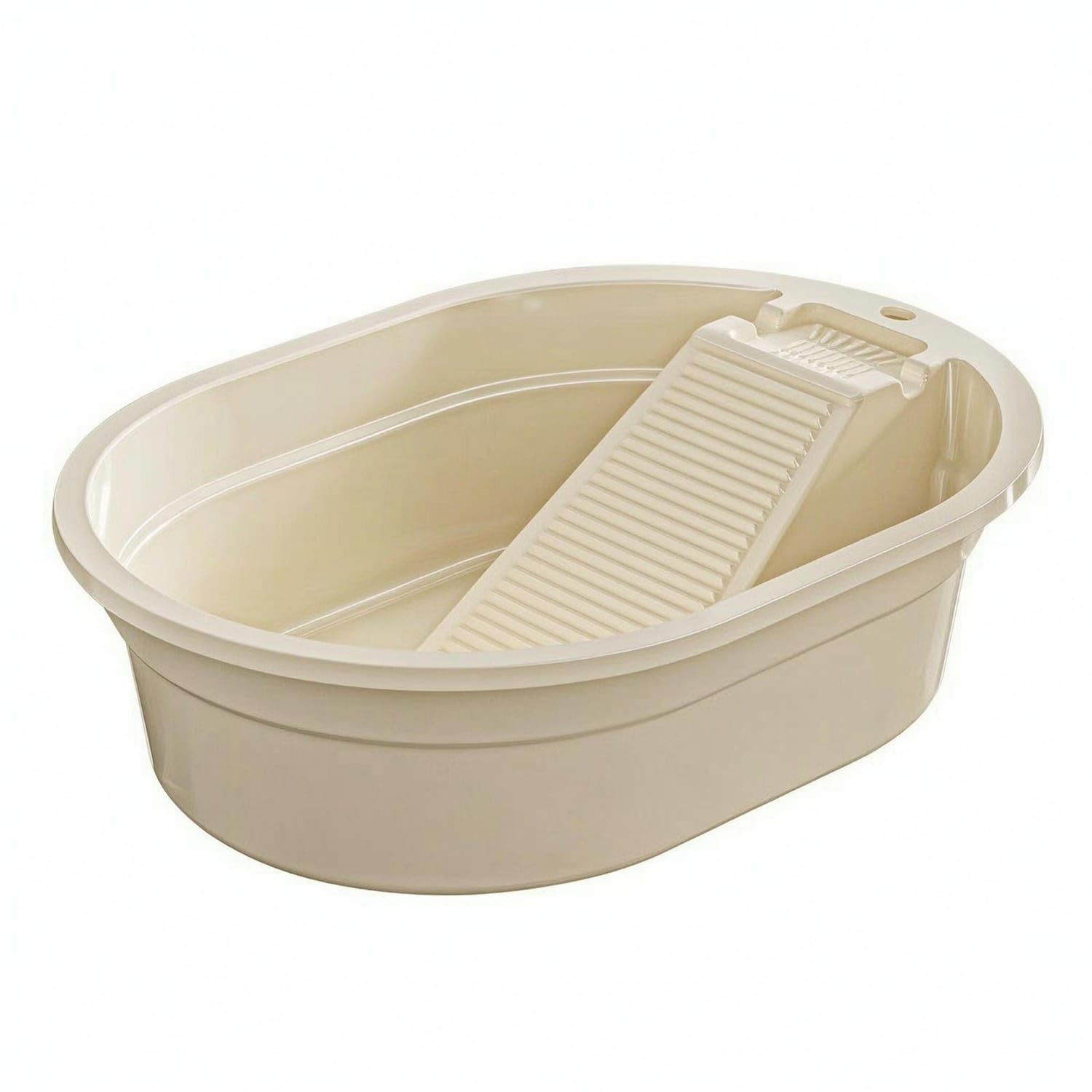 Thickened ABS Washboard Basin Reinforced Rim Hand-Wash Laundry Basin Anti-Slip Washing Accessory Large-Capacity, Cream Yellow-image-12