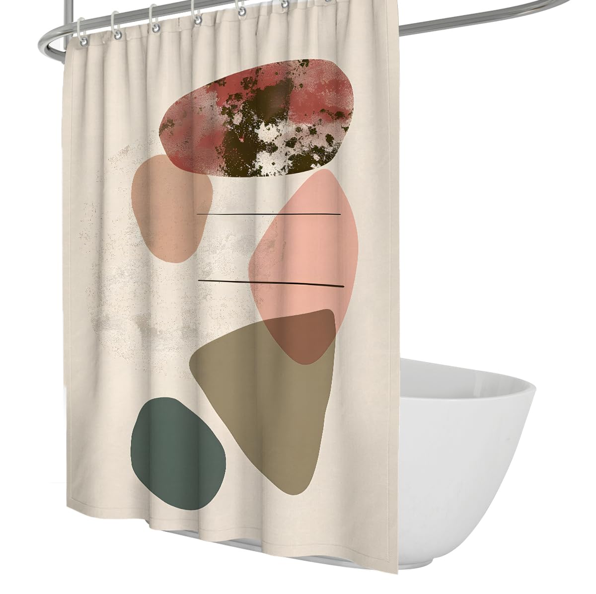 UIRINGART Boho Shower Curtain W200xL240cm Abstract Stones Rust Texture Mildew Resistant Quick Drying Polyester Fabric Lightweight Bathroom Bathtub Curtains with Hooks