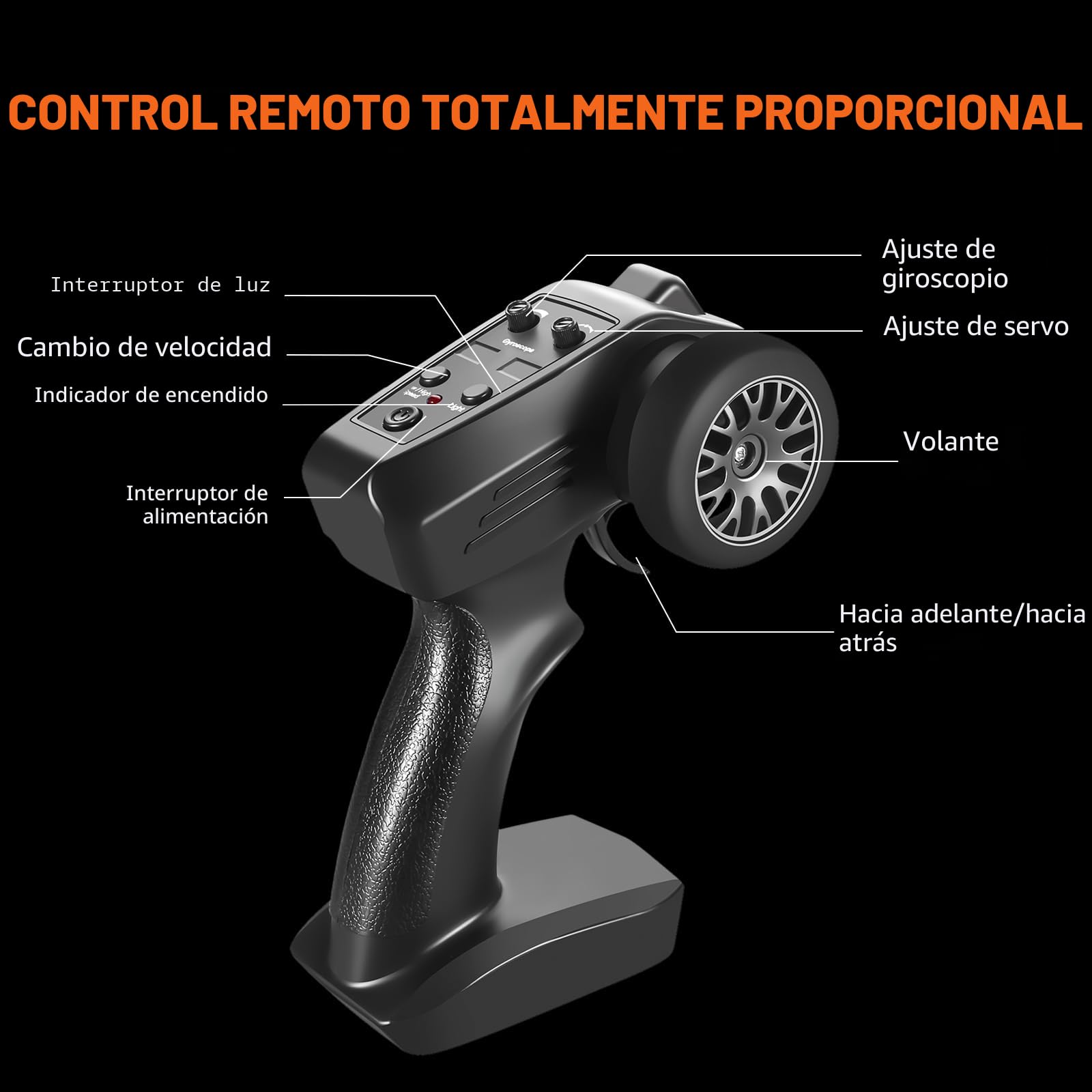 ACAMMZAR Coche Teledirigido Drift con Giroscopio, 1:24 25KM/H Proporcional Completo 4WD Truck RC Drift Coche con Gyro, con Luces LED, RC Cars para Adultos Niñas