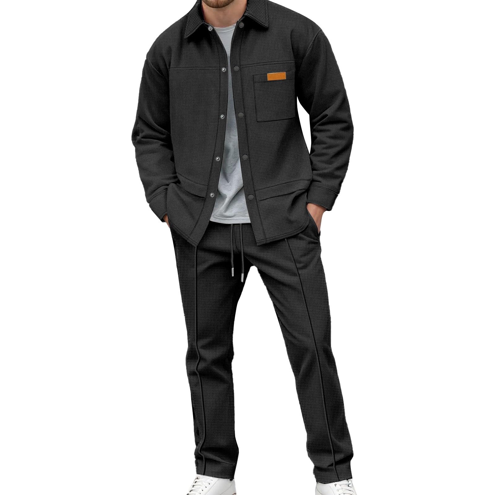 Générique Set da jogging da uomo, 2 pezzi, in cotone, abbigliamento sportivo, pullover traspirante e morbido, alla moda, da corsa, ginnastica, casa, A114