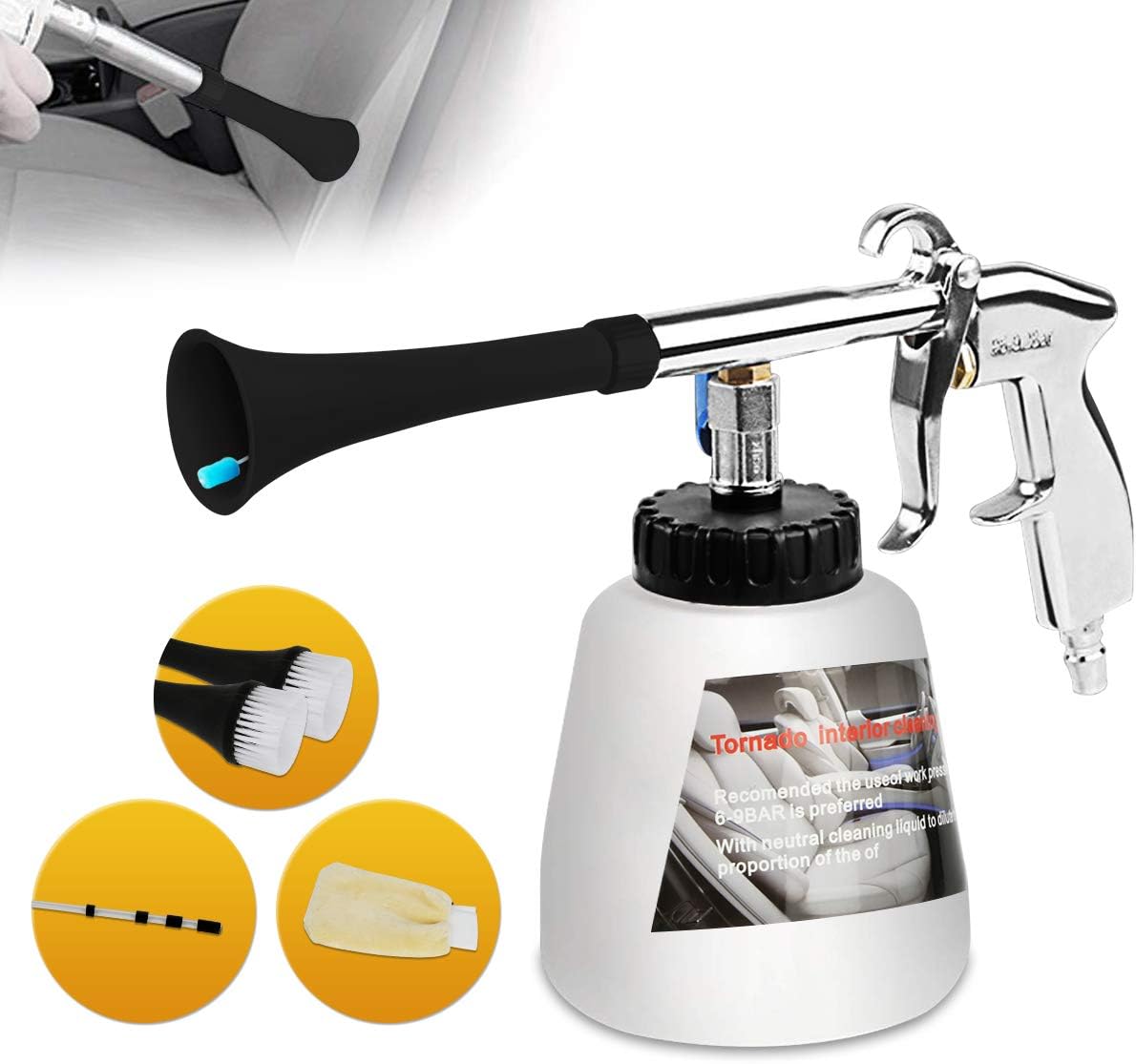 KEEBO High Pressure Car Cleaning kit, Tornador Foamaster Washing Cleaner Kit with 3 Set Nozzle Sprayer Connector,Car wash Mitt and Spare Hose, Car Care Essentials(US Vesion)